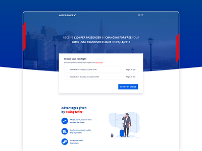 Smooss Landing Page - Air France 🛫 airfrance design form home illustration interface landing landing page plane product ui ux vector webdesign website