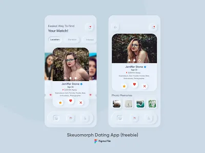 (Freebie ) Neumorphism/Skeuomorphic Dating App 2020trend app app design dating dating website datingapp figma figma design freebie freebies neumorphic neumorphism skeuomorph skeuomorphic skeuomorphism tinder trend uidesign uiux userinterface