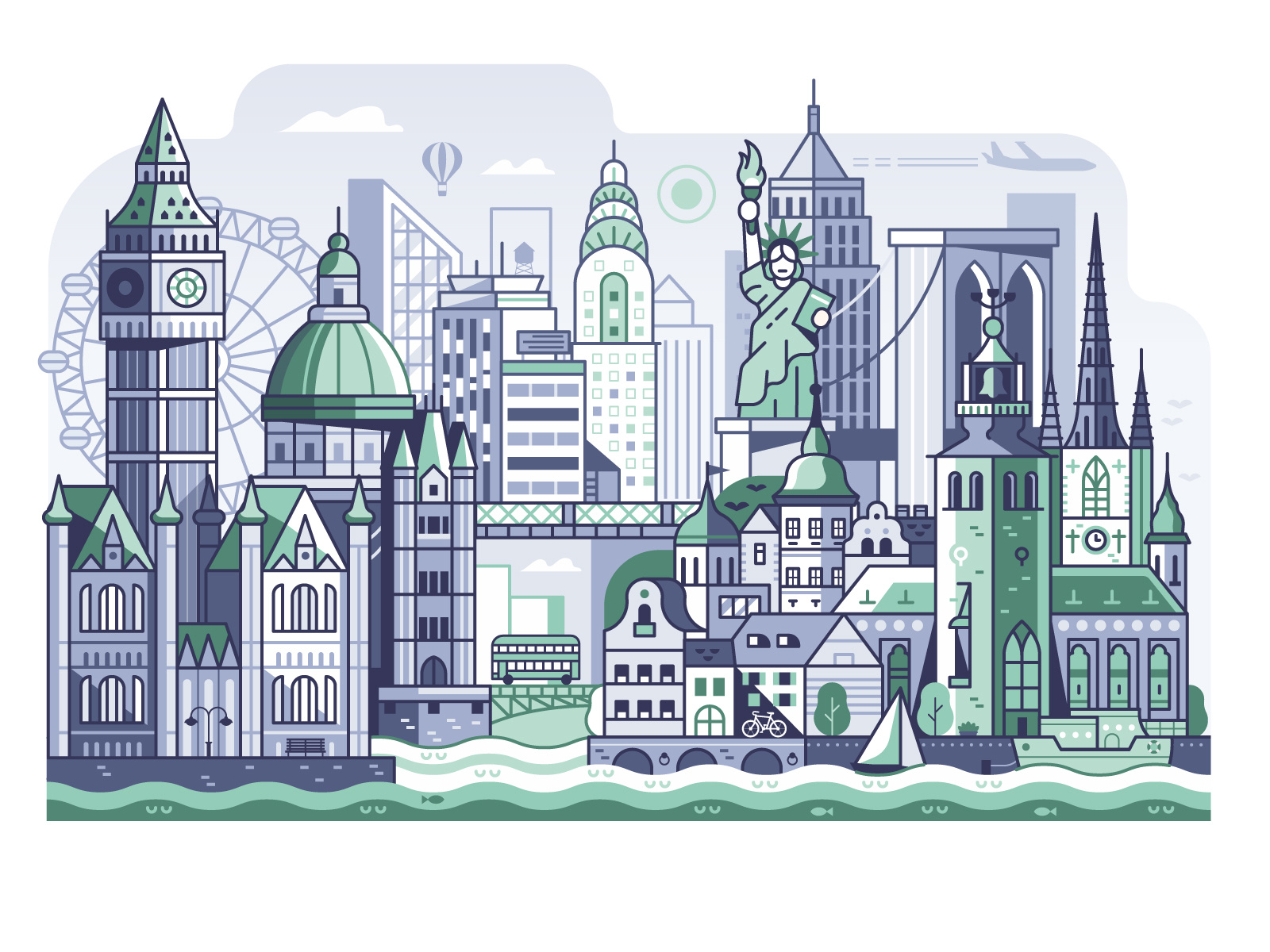 Example of City Or Landmark Travel Illustration