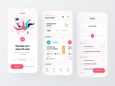 Taskei app design clean ui daily task minimal mobile mobile app mobile design mobile ui productivity productivity app project management reminder app task task management task manager to do app todo ui design