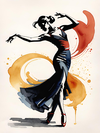 A lone dancer alone dance dancer dancers figure figures illustration just dance watercolor