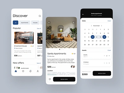 Renting App app appartment booking booking app bookings design flat hotel mobile mobile ui rent rent app renting renting app reservation