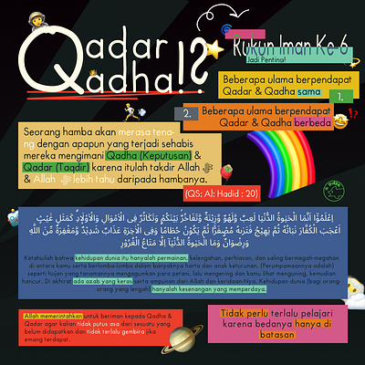 Poster Qadar & Qadha Aqidah aqidah colorful dakwah design emoji figma graphic design illustration instagram post poster aqidah poster dakwah rainbow space vector