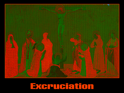 Excruciation christ cross crucifix crucifixion design gore graphic jesus minimal tv type typography vhs