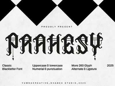 Prahesy – Classic Blackletter Font blackletter bold classic decorative design display font fraktur gothic illustration modern new old old english retro typeface typography ui vintage web