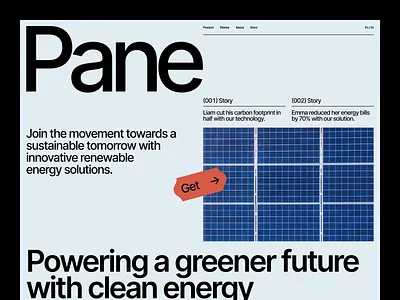 UI/UX for the Pane Solar Green Energy Website Design big typography eco friendly energy grid hydropower renewable solar solar energy sustainable sustainable energy turbine typographic ui ux waxyweb web website wind turbine