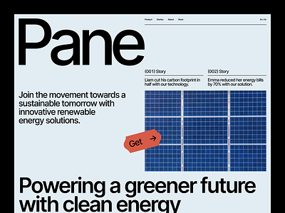 UI/UX for the Pane Solar Green Energy Website Design big typography eco friendly energy grid hydropower renewable solar solar energy sustainable sustainable energy turbine typographic ui ux waxyweb web website wind turbine