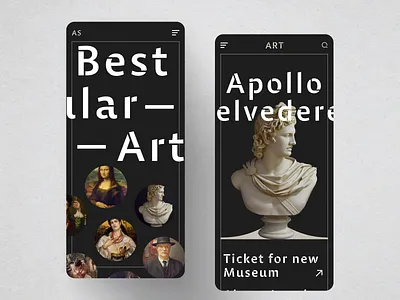 AS Museum - Mobile App Design app app desogm art art work artwork batix clean design exhibition galleries gallery history minimal museum museum of art sculpture ui ui ux