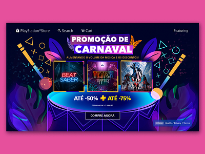 Promoção de Carnaval Campaign campaign carnival colorful drums glow illustration leaves neon night life