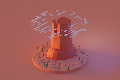 What a Butte blender butte cacti cactus clouds desert design illustration isometric lighting lowpoly lowpolyart modeling redrocks sun sunrise warm western
