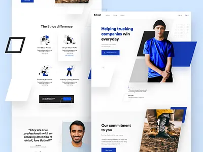 Bobtail Homepage Exploration - V1 bobtail company footers homepage homepage design icons landing page outdoors person testimonial trucking user testing webdesign