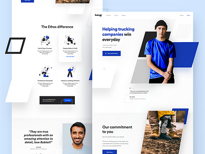 Bobtail Homepage Exploration - V1 bobtail company footers homepage homepage design icons landing page outdoors person testimonial trucking user testing webdesign
