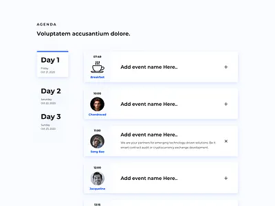 Event Schedule / Agenda agenda event event app event branding events home homepage landing page lp minimal minimalist onepage schedule schedule app scheduler speakers