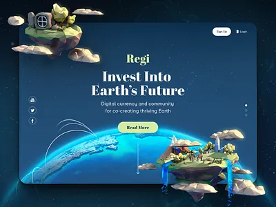 Regi Landing Page 3d 3d art blue crypto ecology green landing