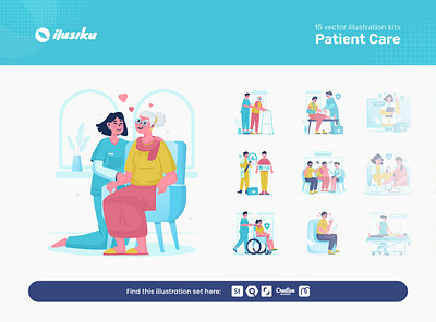 Medicare Vector Illustration caregiver cartoon character doctor flat design graphic design hand drawn healthcare illustration medical medicare nurse patient patient care vector