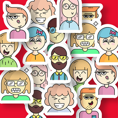 Friends will be friends art avatars characters colorful flat illustration kids stickers vector