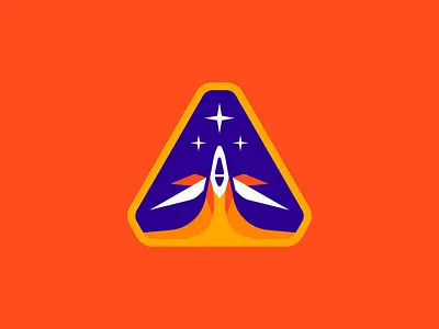 Chris Course Badge Design adventure astronaut boosters course development exploration future journey moon outer space planet rocket satellite schematics school sky space spaceship star sun