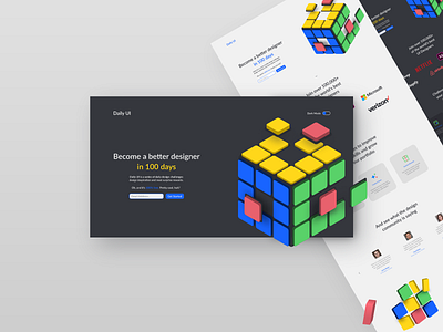 DailyUi - A' Design Awards 2020 Nominee 100days 3d daily 100 challenge dailyui dark ui design awards minimal rubik rubiks cube ui ui design ux webdesign website