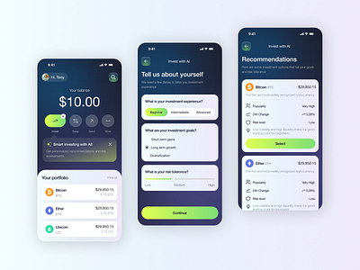 AI Invest APP | UI Mobile App Design ai app design ai invest aiinvesting creative design systems invest app minimalui mobile app mobileappui modernux ui ux design ui design user research