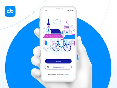 ClujBike - The bike-sharing app bike blue cluj clujbike colorful concept design illustration map mobile mobile app product route trip ui ux vector