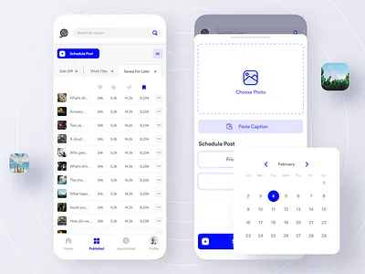 Post Scheduler Mobile App analytics app calendar clean form instagram interaction ios iphone list minimal mobile post product design responsive schedule scheduler ui upload ux