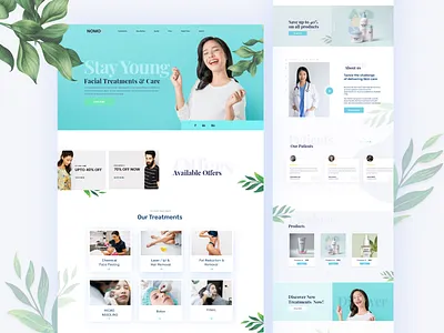 Beauty Clinic Website Design beauty beauty clinic beauty product beauty salon beauty treatment clean cloths facial clinic landing page minimal nomo simple soft colors treatment uidesign webdesign website interface design