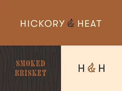 Hickory & Heat Concept 1.2 bbq brand brisket design graphic heat hickory icon identity logo mark typography word mark