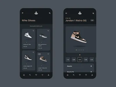 Foot Locker UI app foot locker jordan product detail product page retro shoes ui