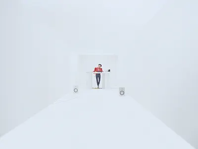 Hallway set for Gryffin's "OMG" music video ft. Carly Rae Jepsen architechture matte painting music physical product set design vfx video visual effects whitespace