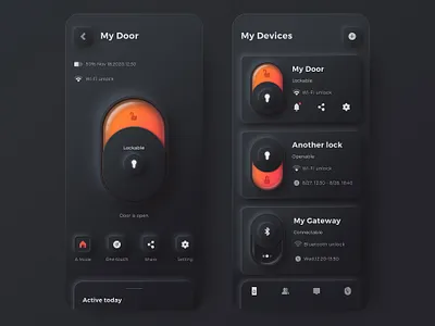 Alfred smart lock 3d care door lock mobile neumorphic security smarthome ui unlock
