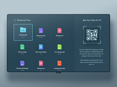 SendlinkTV - Wise File Transfer TV App android android tv app clean file manager google tv link minimal mobile mobile ui transfer tv tv app tv box ui uiux upload web