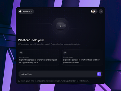 Crybs – AI-Powered Crypto Assistant ai ai chatbot chat chatbot crypto crypto assistant crypto chatbot crypto message darkmode darkmode chat gradient message ui