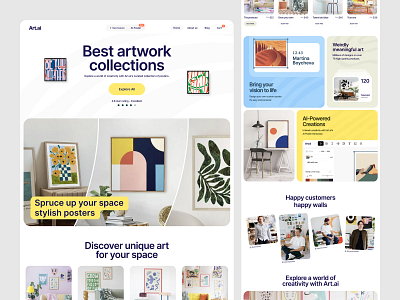 Artwork Website Design art artwork design e commerce ecommerce ecommerce landing page ecommerce website homepage landing page marketplace online store product shopping ui user experience user interface web web design webdesign website
