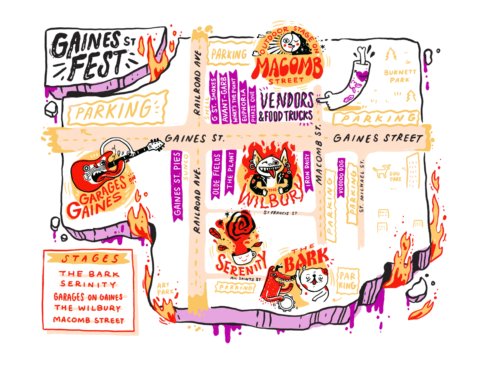 Gaines Street Fest Map branding event branding illustration map design
