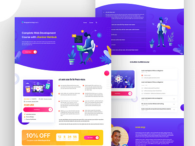 Complete Web Development Course- Programming Hero. 2020 2020 trends adobexd colorful courses dribbble education elearning gradient illustration ladingpage learning platform online ui ux vector web webdevelopment website wireframe