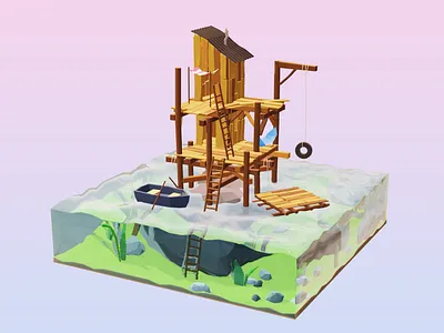 Working from Home 3d 3d animation 3d art 3d illustration architecture blender blender3d house illustraion isometric isometric art isometric illustration ocean sea