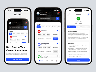 Workora - Job Finder App app branding clean design design job finder job finding job sekeer mobile mobile app typography ui ui inspiration uiux ux