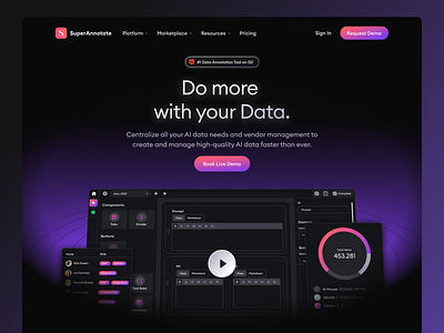 Superannotate Home 2.0 futuristic gradient homepage landing page product ui web webdesign website