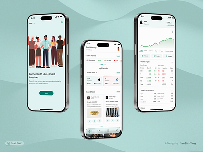 Stock 360° - Making Stock Market Simpler with Smart UX💡 community app design process figma fintech app freelancer illustration micro interactions motion design stockmarket ui design ux design