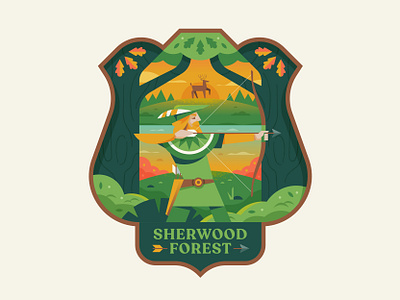 Sherwood Forest affinity badge crest forest illustration legend logo nature robinhood sherwood vector