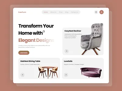 Everfun - Landing Page dribbble furniture latest like new shot space uiux view webpage