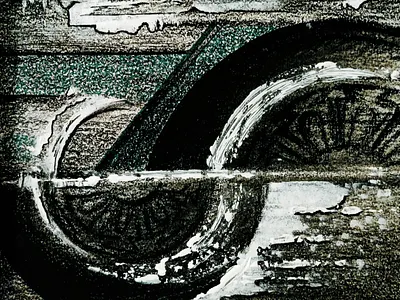 Wheels on charcoal art charcoal