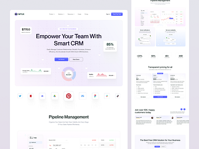 Nitux - Smart CRM Landing Page ai powerd crm analytics automation business crm crm innovation crm platform crm software crm technology crm trends design landing page landing page inspiration management marketing sales smart crm solution ui ux