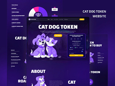 CAT DOG - Token Website branding coin crypto cryptocurrency design illustration landing page logo meme meme coin meme token token token coin token landing page token website ui web design website