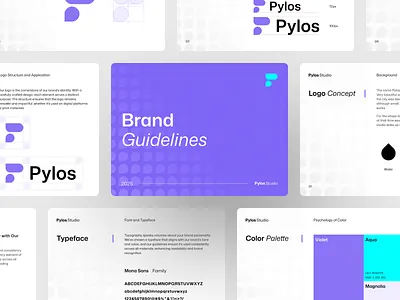 Pylos Studio - Brand Guidelines artdirection brandconsistency brandguidelines brandidentity branding brandingdesign brandstyleguide colorpalette corporateidentity creativedirection designforbrand designinspiration designsystem graphicdesign identitydesign logodesign typography uiuxdesign visualdesign visualidentity