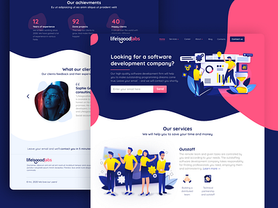 LifeIsGoodLabs - software development company illustration landing page software development ui design vector web website wireframe wireframing