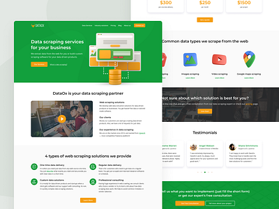 DataOx Website 3d c4d cinema4d clean data data scraping design green homepage icon icons illustration landing page scrap scraping software ui web web design website