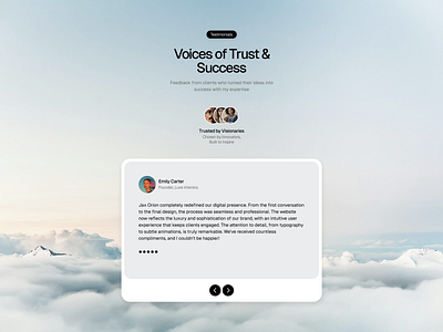 Minimal Testimonial UI Design 🎨 creative testimonial design minimal design modernui testimonial design testimonialsection testimonialui trending design user trust success section
