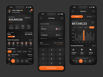 Finance Mobile App app design app designer app ui ux design banking app design figma figma uiux finance app finance app design financial banking app mobile app mobile banking app modern app payment payment app sajiburuxui ui desiger