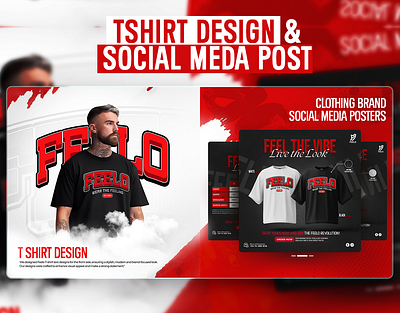 Feelo T shirt Design & Social Media Poster ad post branding fb post graphic design graphic designer instergram post motion graphics product design red and white design social media post design t shirt design t shirt product design